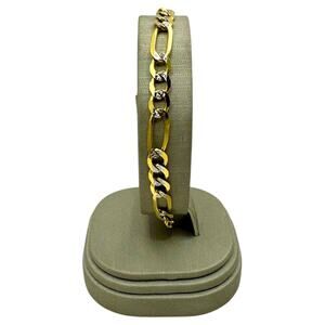 10K Two-Tone Gold Figaro Bracelet (18849)